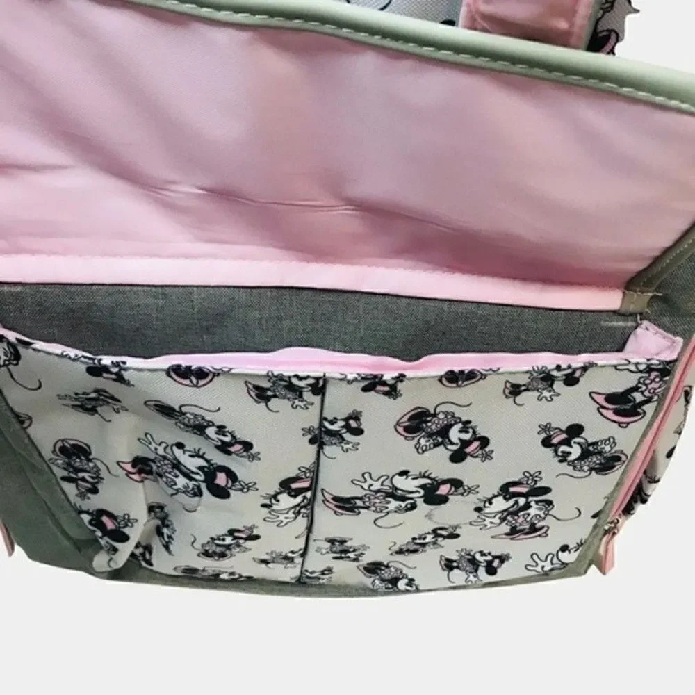 New! Disney Baby Minnie Mouse Multi-Piece Diaper Backpack Changing Pad Bag Set